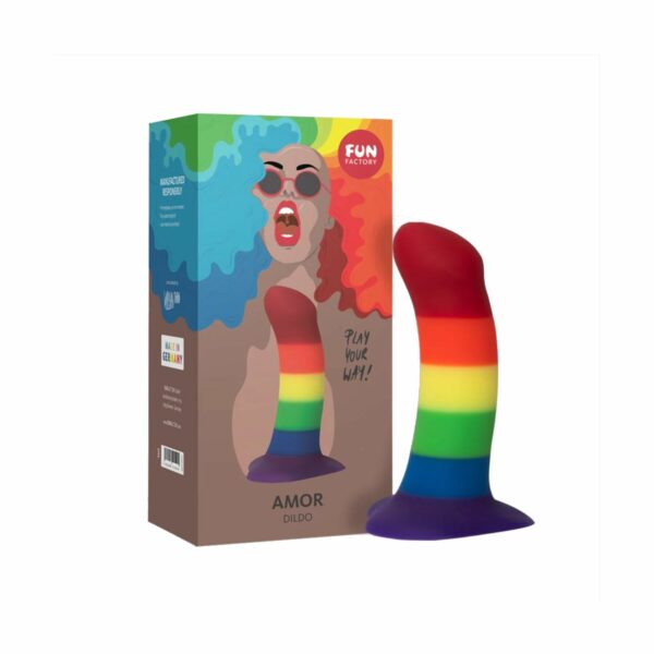 Фалоімітатор Fun Factory AMOR, райдужний, довжина 14,6 см, діаметр 3,7 см, вигнутий - Зображення 4