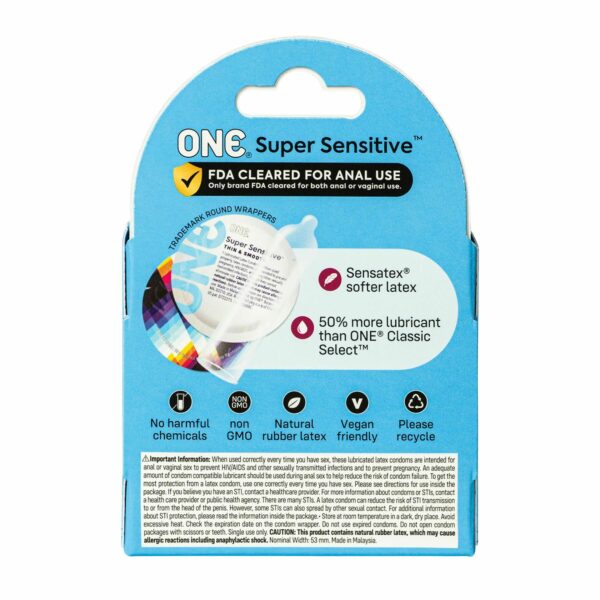 Презервативи ONE Super Sensitive 3 шт, картонна коробка (м'ята упаковка!!!) - Зображення 3