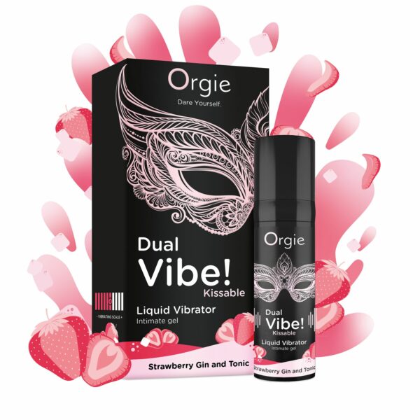 Рідкий вібратор Orgie - Dual Vibe! Strawberry Gin & Tonic Kissable Liquid Vibrator (15 мл) - Зображення 2