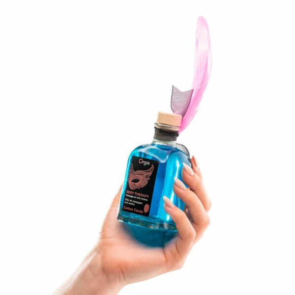 Набір для масажу Orgie – Sexy Therapy Cotton Candy (100 мл), їстівна розігрівальна олія + пір’їнка - Зображення 2
