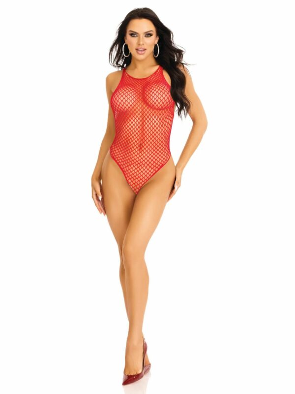 Боді-сітка Leg Avenue Net snap crotch tank bodysuit Red, One Size - Зображення 5