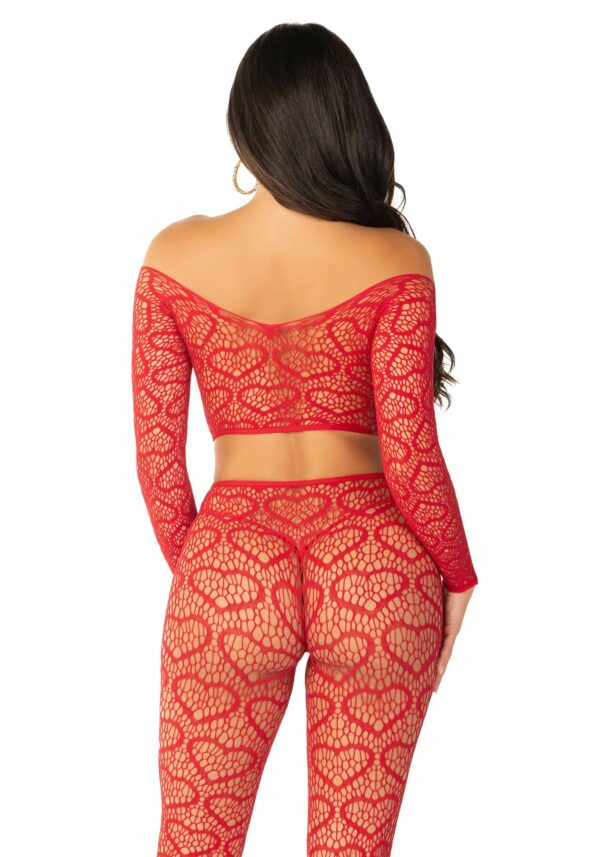 Комплект Leg Avenue Off The Shoulder Top and Footless Tights One Size, Red - Зображення 3