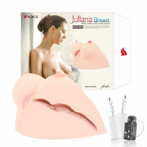 Мастурбатор Kokos Juilana Breast 2WayPlus з функцією масажу та вібрацією - Зображення 8