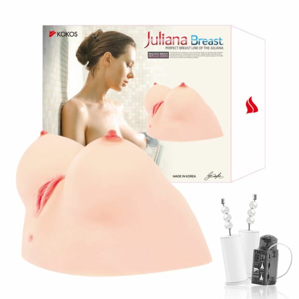 Мастурбатор Kokos Juilana Breast 2WayPlus з функцією масажу та вібрацією - Зображення 7