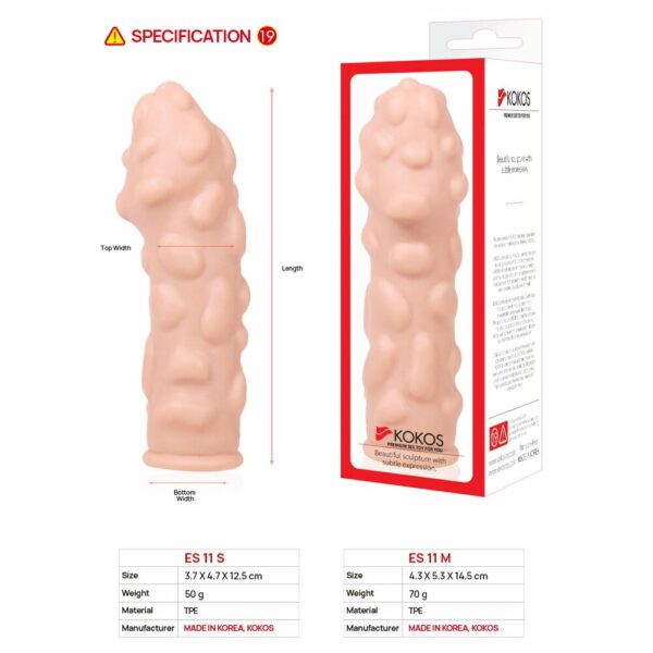 Насадка на член Kokos Extreme Sleeve ES.11 розмір M, потовщувальна, стимулюючий рельєф - Зображення 5