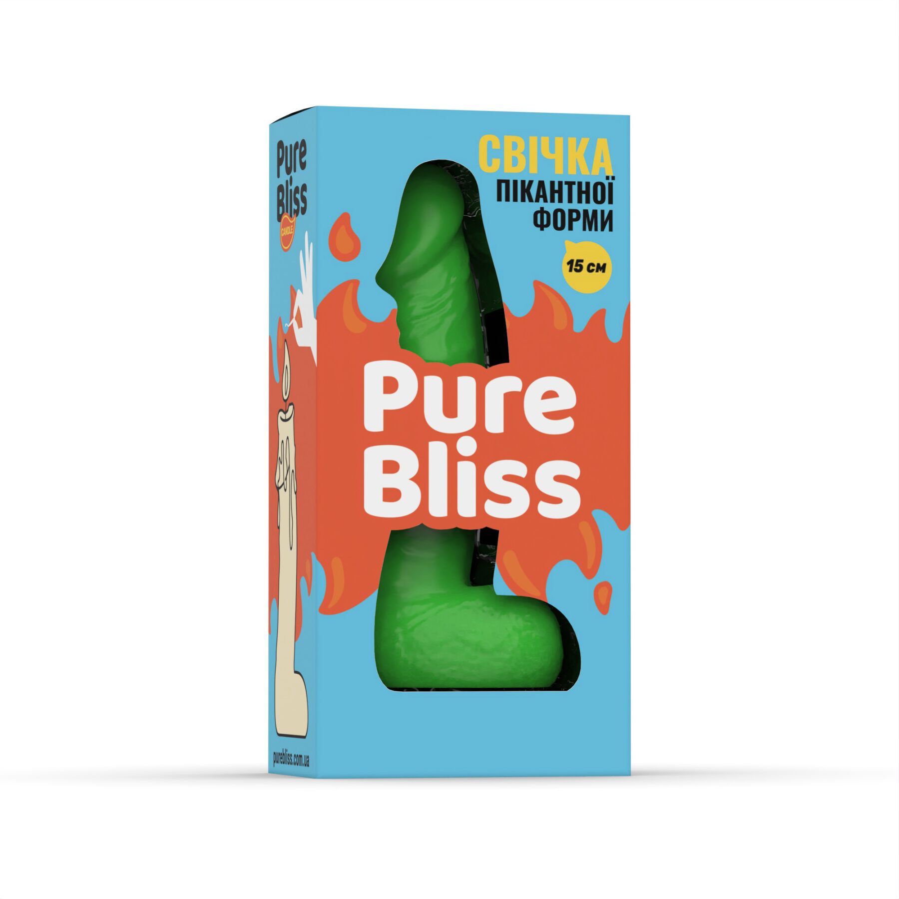 Свічка у вигляді члена Pure Bliss MINI Green 15 см - Зображення 6