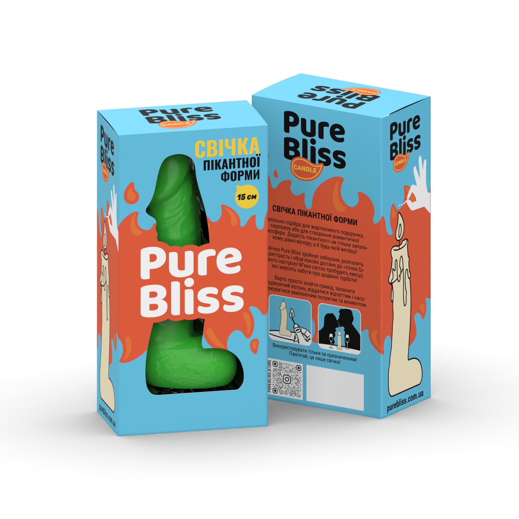 Свічка у вигляді члена Pure Bliss MINI Green 15 см - Зображення 7