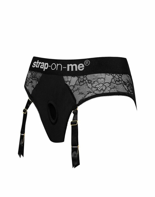 Мереживні трусики для страпона з підв’язками для панчіх Strap-On-Me DIVA HARNESS - XS - Зображення 2
