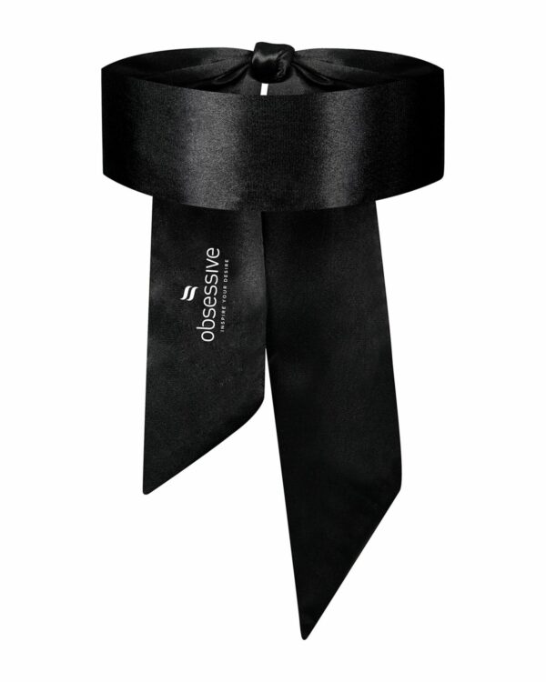 Атласна пов’язка маска Obsessive Blindfold black One size, чорна (м'ята упаковка!!!) - Зображення 3