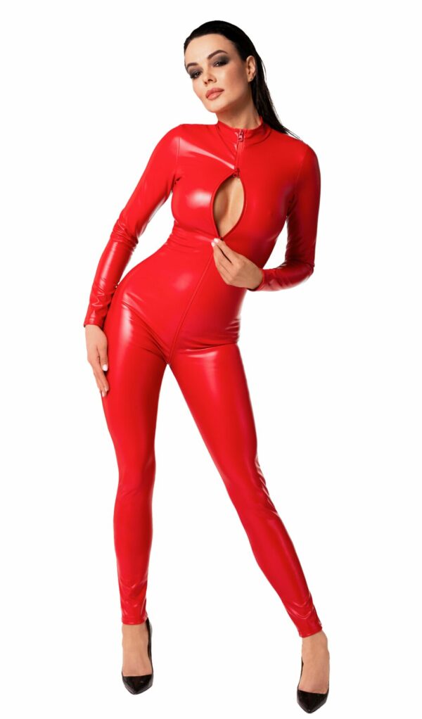 Комбінезон Noir Handmade F353 Red powerwetlook overall - S - Зображення 3