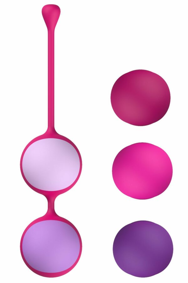Вагінальні кульки Liebe Kewos — Cerise/Candy Violet, 5 кульок у комплекті, 15, 25, 35, 45 та 55 г - Зображення 3