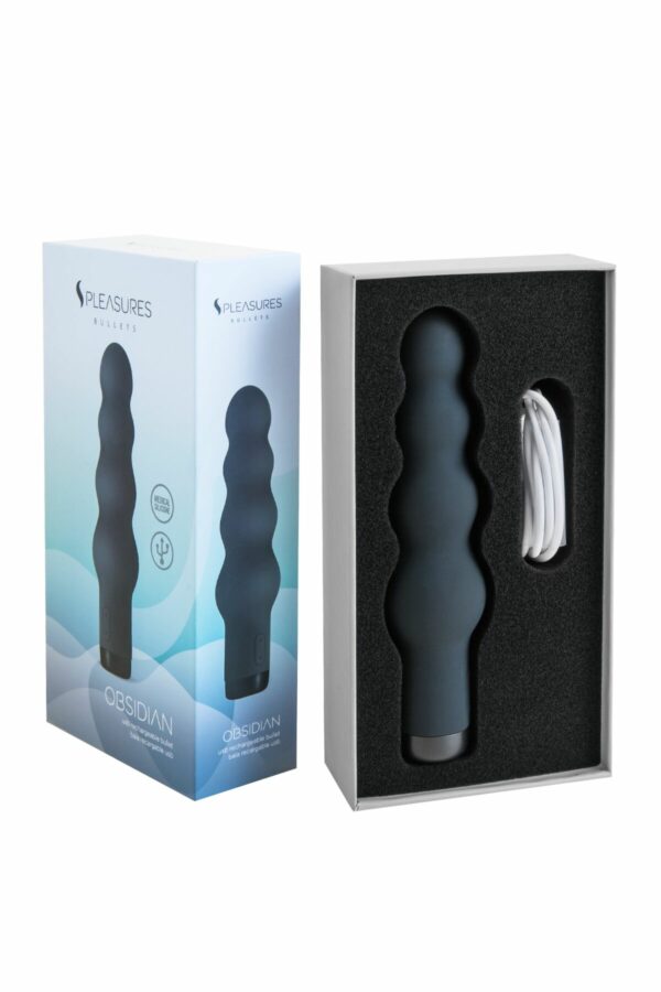 Вібратор S Pleasures Bullets Obsidian, чорний, у вигляді ряду кульок, 10 режимів, діаметр 4,2 см - Зображення 4