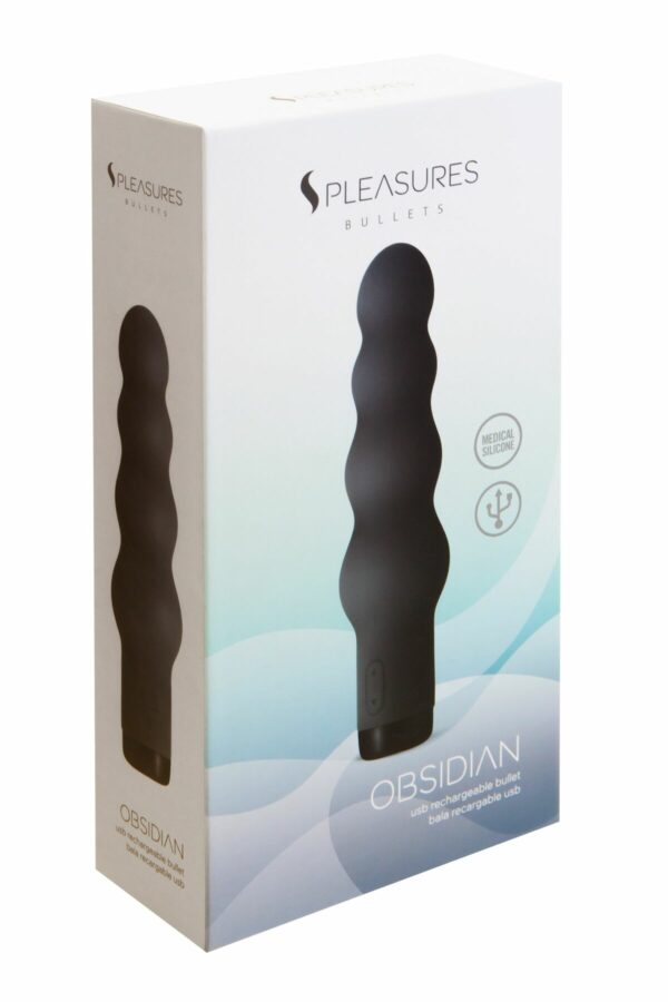 Вібратор S Pleasures Bullets Obsidian, чорний, у вигляді ряду кульок, 10 режимів, діаметр 4,2 см - Зображення 3