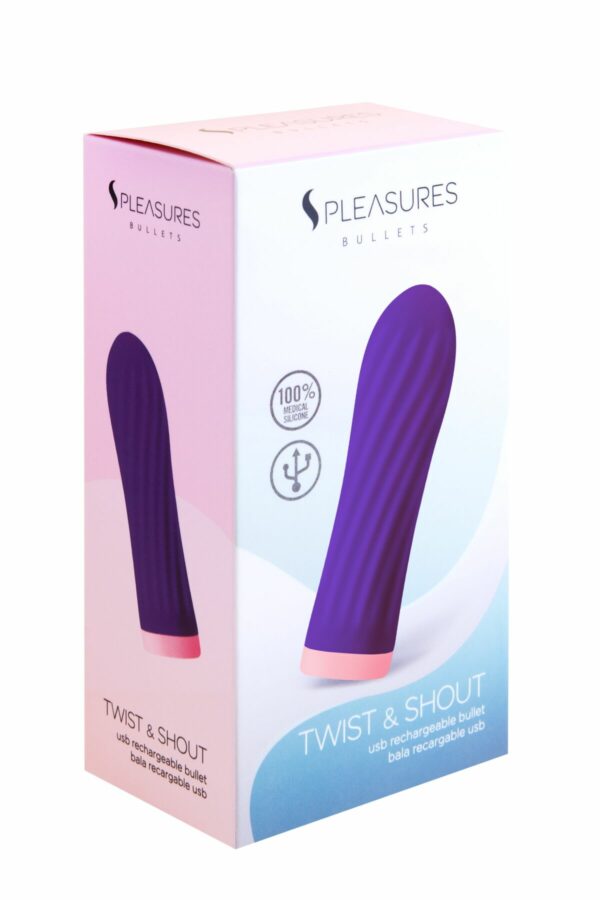 Віброкуля S Pleasures Bullets Twist & Shout Purple, фіолетова, ребриста поверхня, 10 режимів - Зображення 3