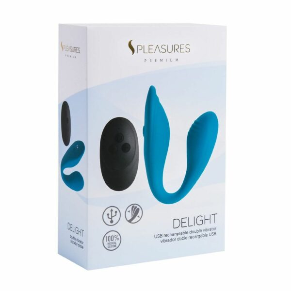 Подвійний вібратор S Pleasures Premium Delight, бірюзовий, для клітора та точки G, 10 режимів - Зображення 5