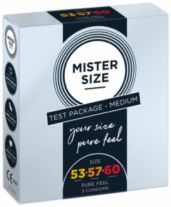 Набір презервативів Mister Size - pure feel - 53–57–60 (3 condoms)  (м'ята упаковка!!!)