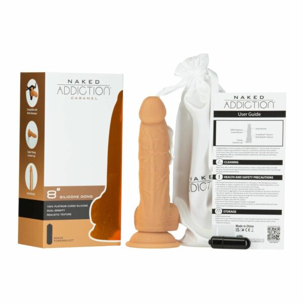 Фалоімітатор Naked Addiction - 8″ Silicone Dual Density Dildo Vanilla, віброкуля в подарунок - Зображення 4