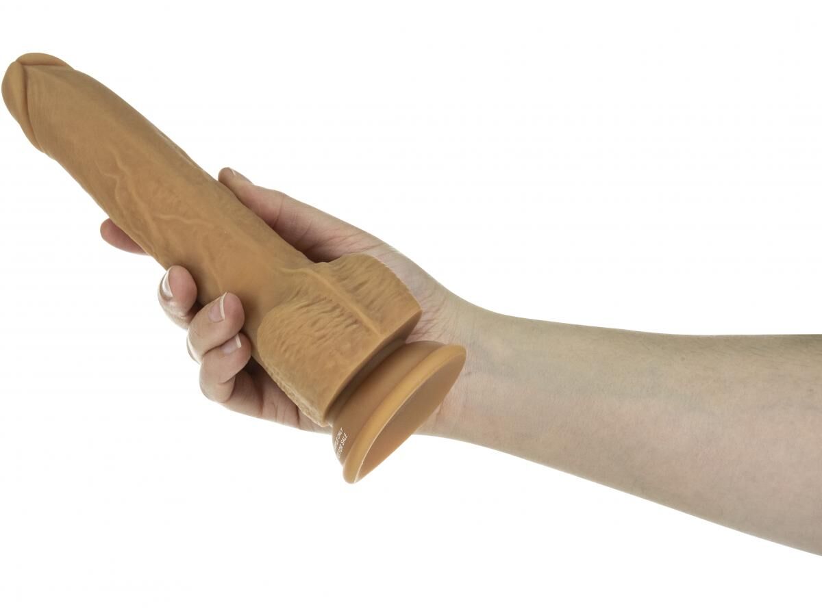 Фалоімітатор з пульсацією Naked ADDICTION Dominic 9″ Caramel, пульт ДК, діаметр 4,2 см - Зображення 4