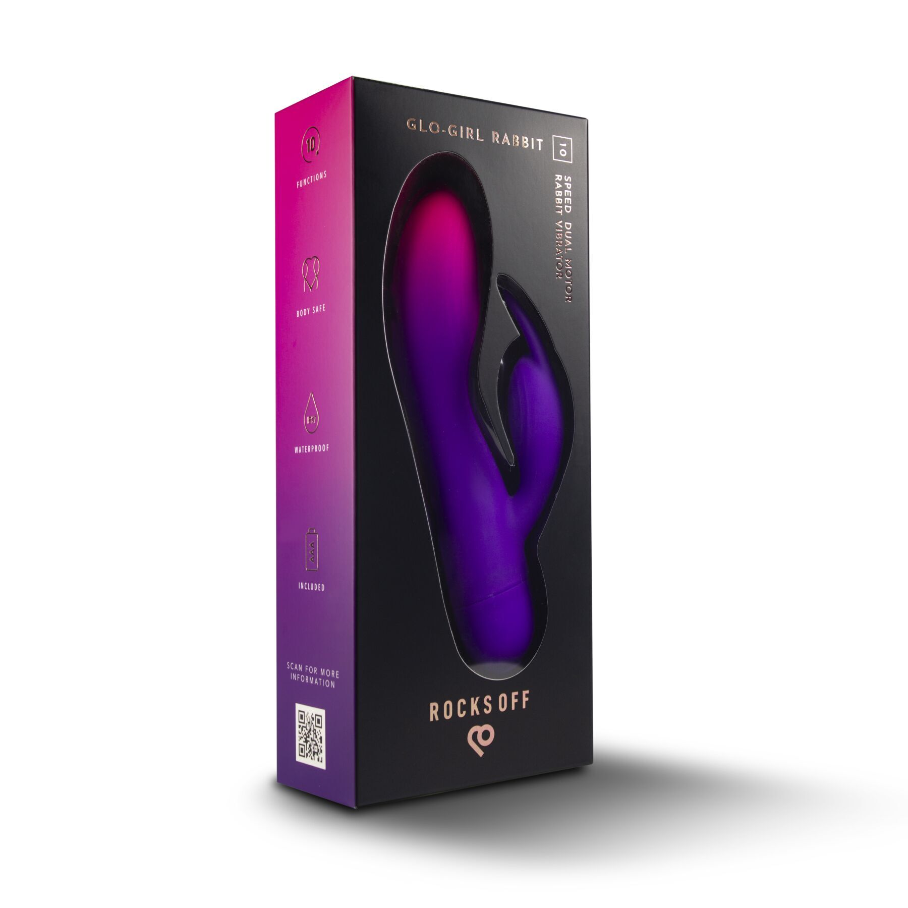 Вібратор-кролик Rocks Off Glo Girl - Rabbit (м'ята упаковка!!!) - Зображення 7