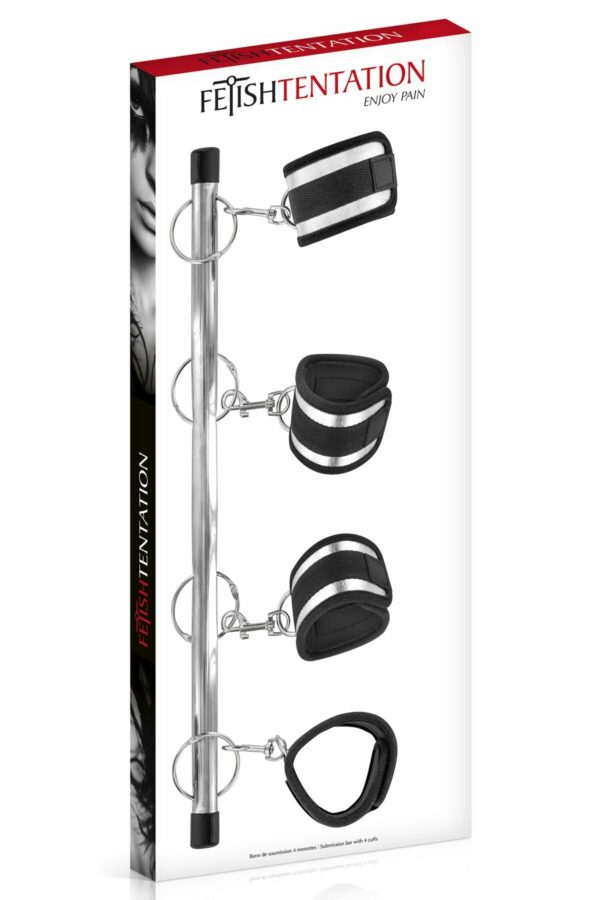 Фіксатор для рук і ніг Fetish Tentation Submission bar with 4 cuffs (м'ята упаковка!!!) - Зображення 4