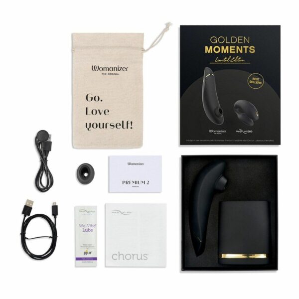 Преміальний подарунковий набір Golden Moments: Womanizer Premium та We-Vibe Chorus Black - Зображення 5