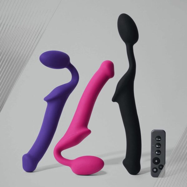 Безремінний страпон з вібрацією Strap-On-Me Vibrating Fuchsia L, діаметр 3,7см, пульт ДК, регульований - Зображення 9