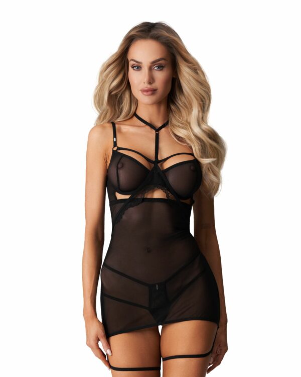 Бебі-долл Obsessive Arrowel Black chemise S/M