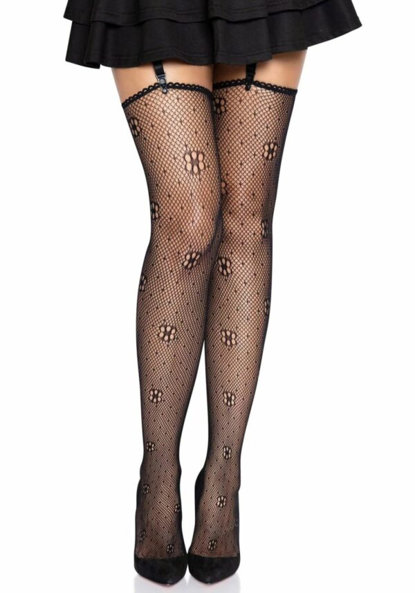 Панчохи Leg Avenue Daisy Dot Fishnet Stockings One Size Black