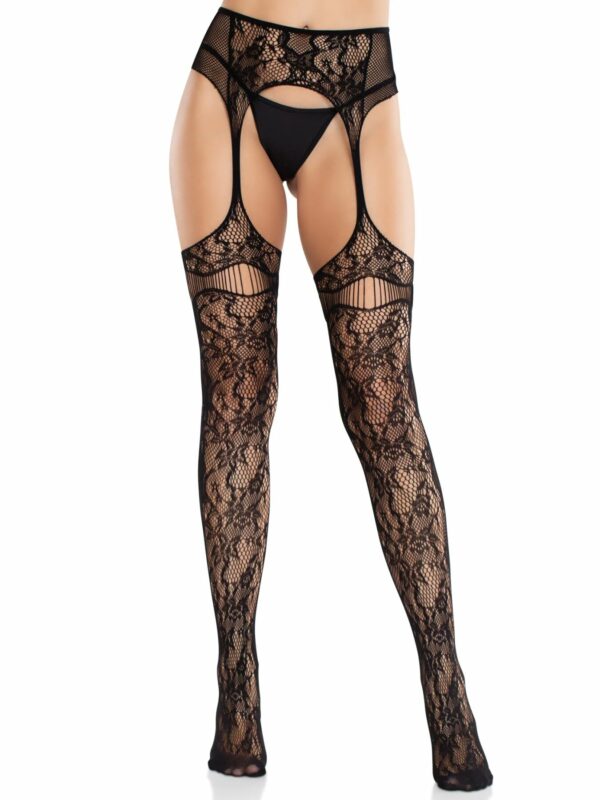 Колготки Leg Avenue Net Stockings with Attached Garter Belt One Size Black - Зображення 3