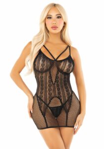 Бодістокінг Leg Avenue Heart Net Mini Dress One Size Black