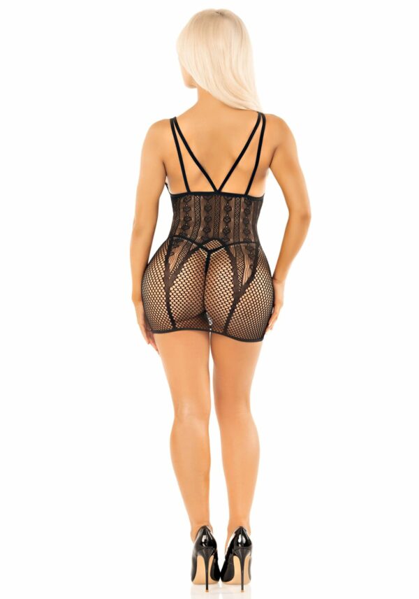 Бодістокінг Leg Avenue Heart Net Mini Dress One Size Black - Зображення 4