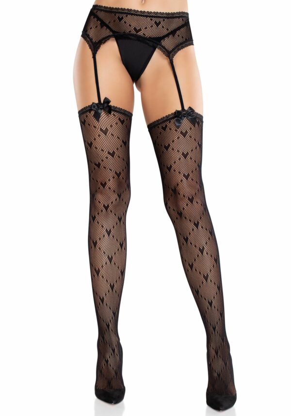Колготки-панчохи Leg Avenue Heart Garterbelt Stockings One Size Black - Зображення 2