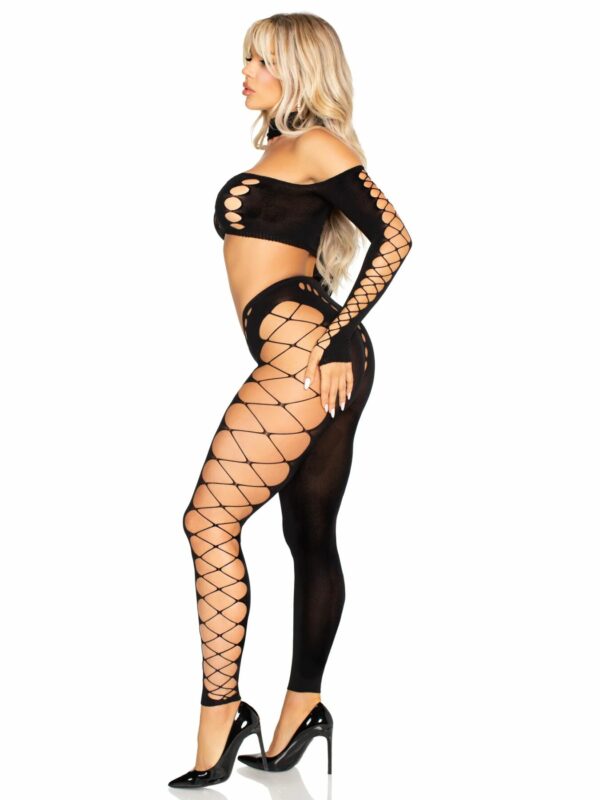 Комплект Leg Avenue Seamless Cut-Out Crop Top and Legging One Size Black - Зображення 5