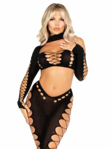 Комплект Leg Avenue Seamless Cut-Out Crop Top and Legging One Size Black