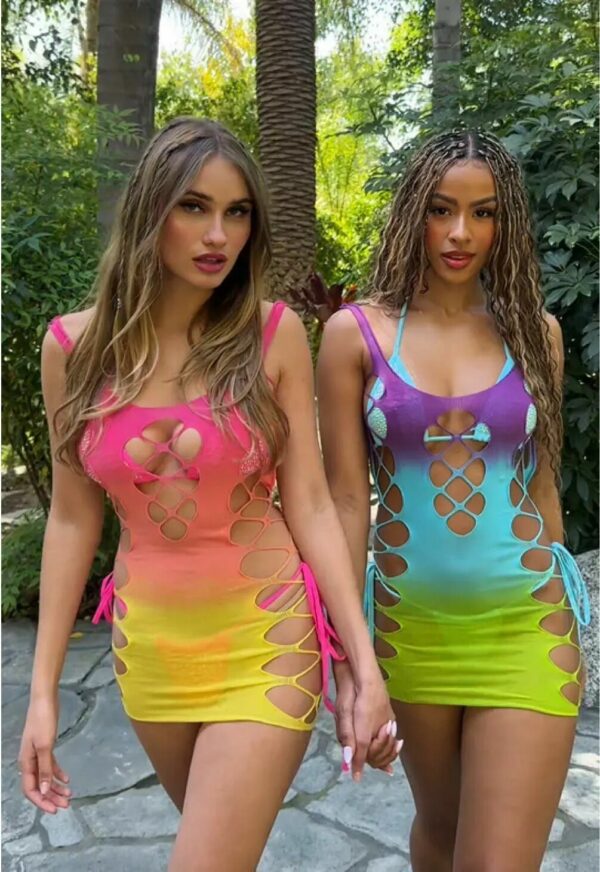 Сукня Leg Avenue Seamless Ombre Faux Lace Up Mini Dress One Size Ocean - Зображення 8