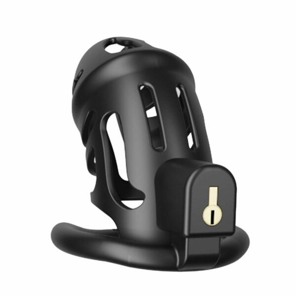 Клітка для пеніса LOCKINK SEVANDA Plastic Penis Chastity Cage, чорна, 3 кільця різних розмірів - Зображення 2