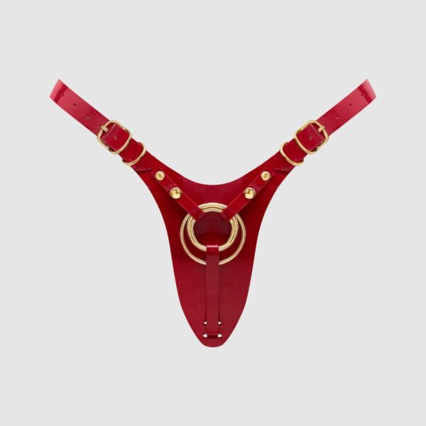 Трусики для страпона Strap-On-Me Leatherette Harness Fabulous - One Size - Red Glossy