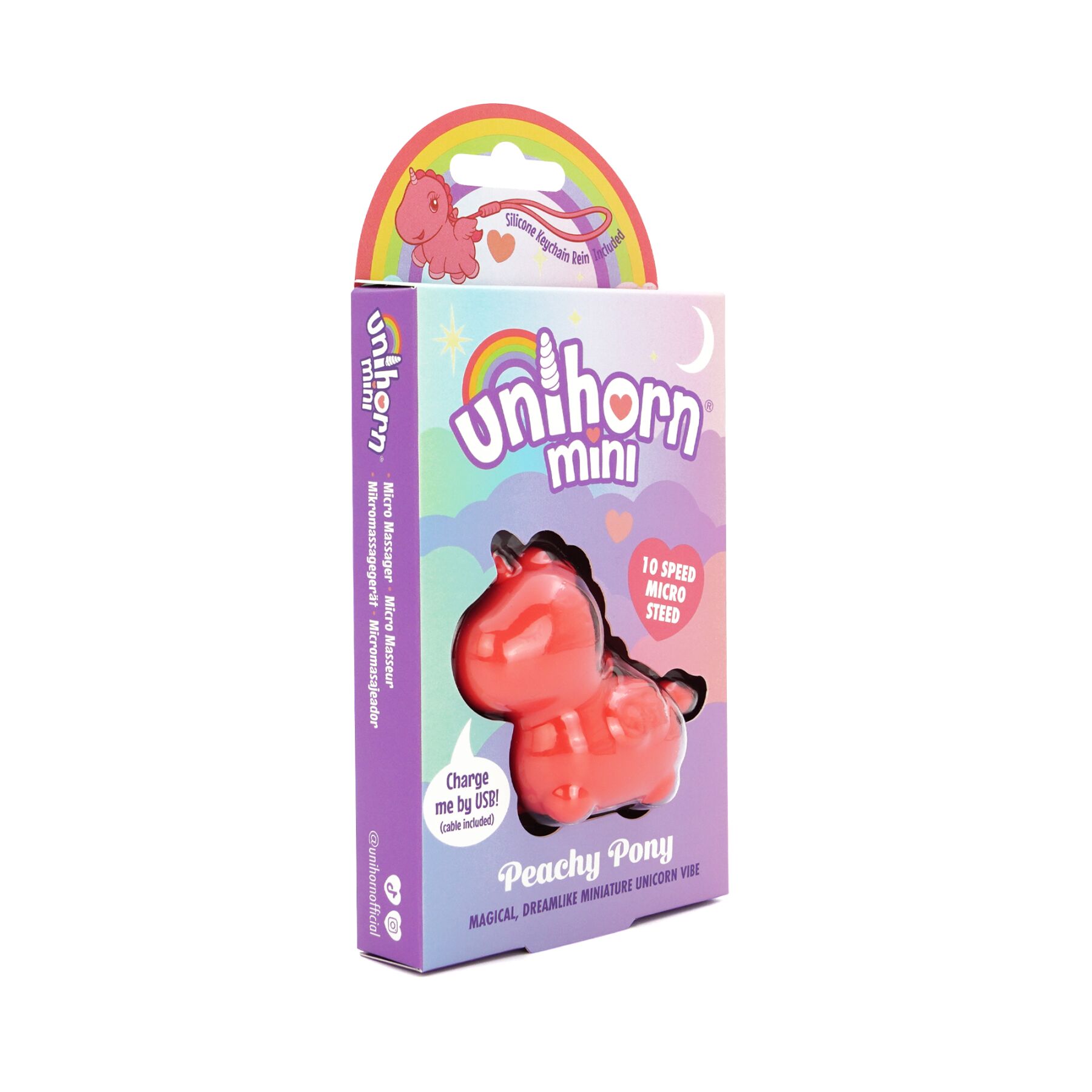 Вібратор-єдиноріжка Unihorn Mini - Peachy Pony, брелок з вібрацією - Зображення 3