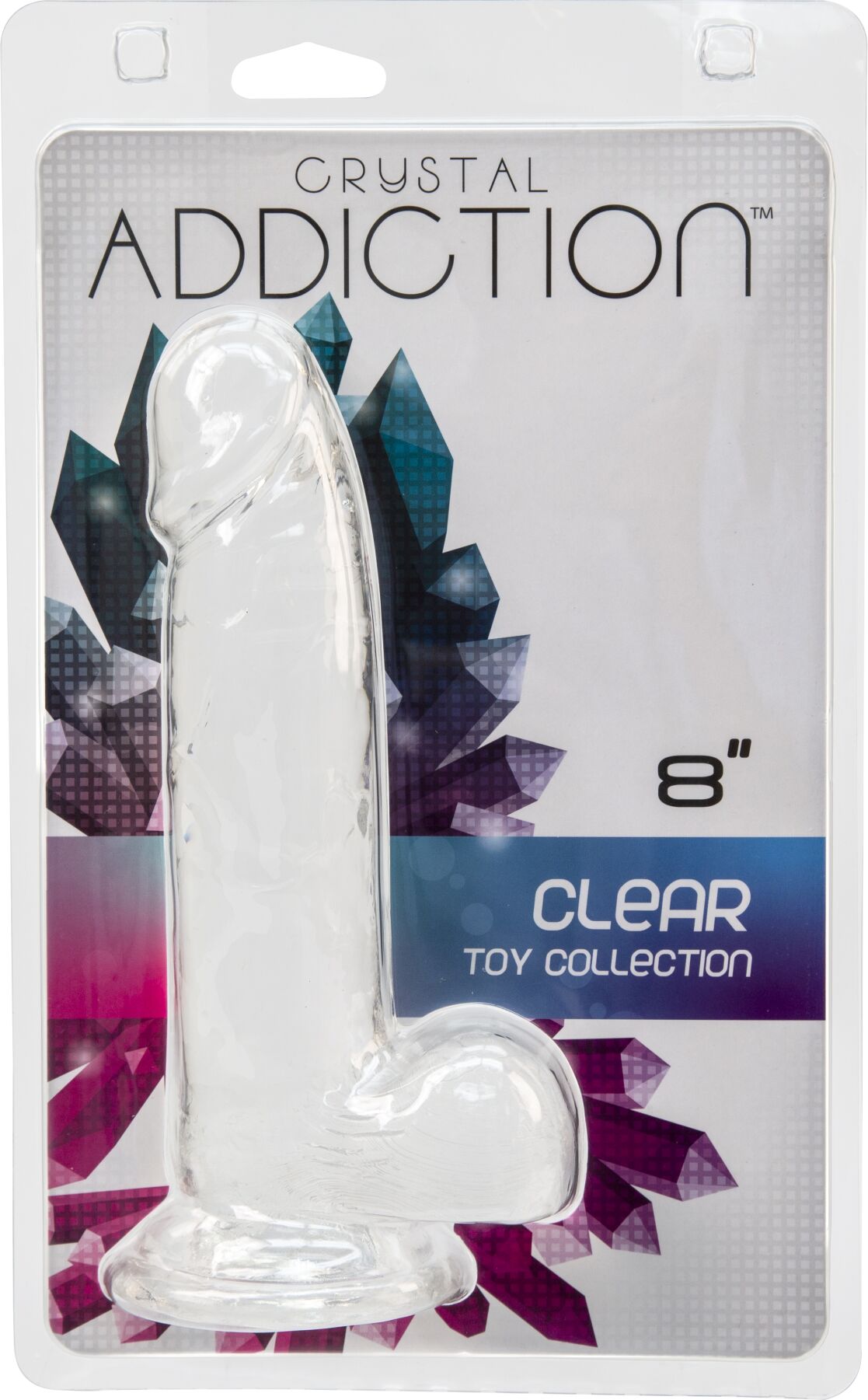 Прозорий фалоімітатор на присосці ADDICTION — Clear Dildo with Balls 8″, віброкуля в подарунок - Зображення 6