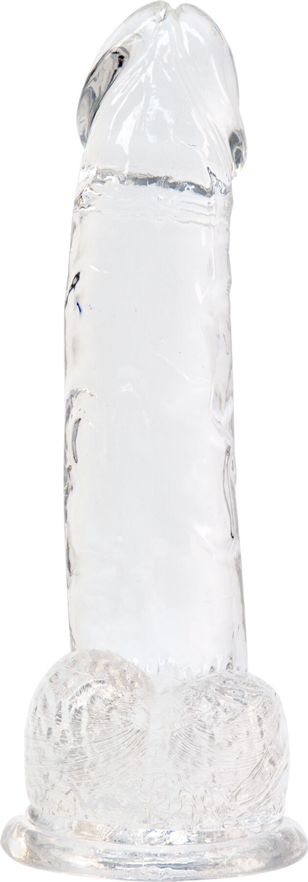 Прозорий фалоімітатор на присосці ADDICTION — Clear Dildo with Balls 8″, віброкуля в подарунок - Зображення 3