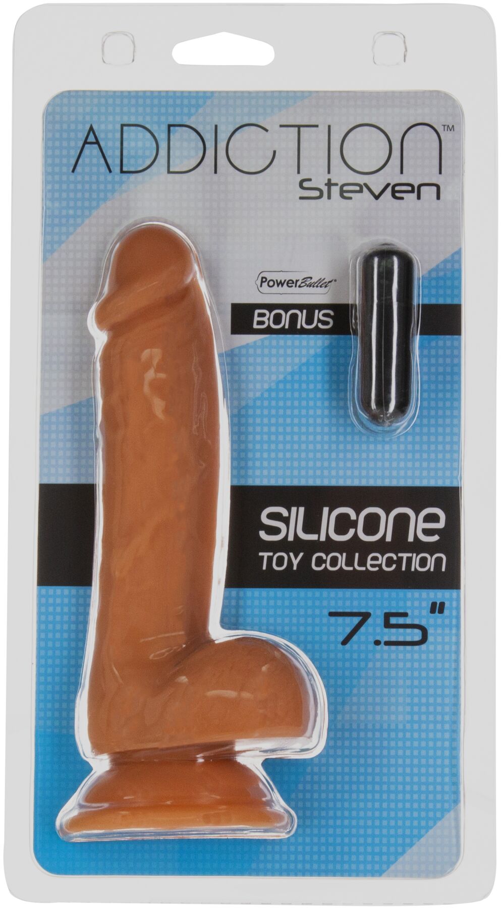 Фалоімітатор ADDICTION Steven 7.5" Silicone Dong Caramel, віброкуля в подарунок - Зображення 6