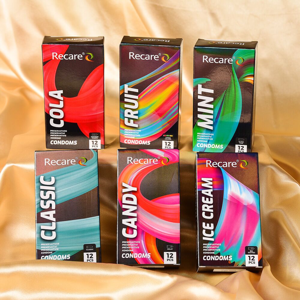 Презервативи Holographic Recare Color Fruit Flavour Condoms 12 шт, аромати: м'ята, банан, полуниця - Зображення 7