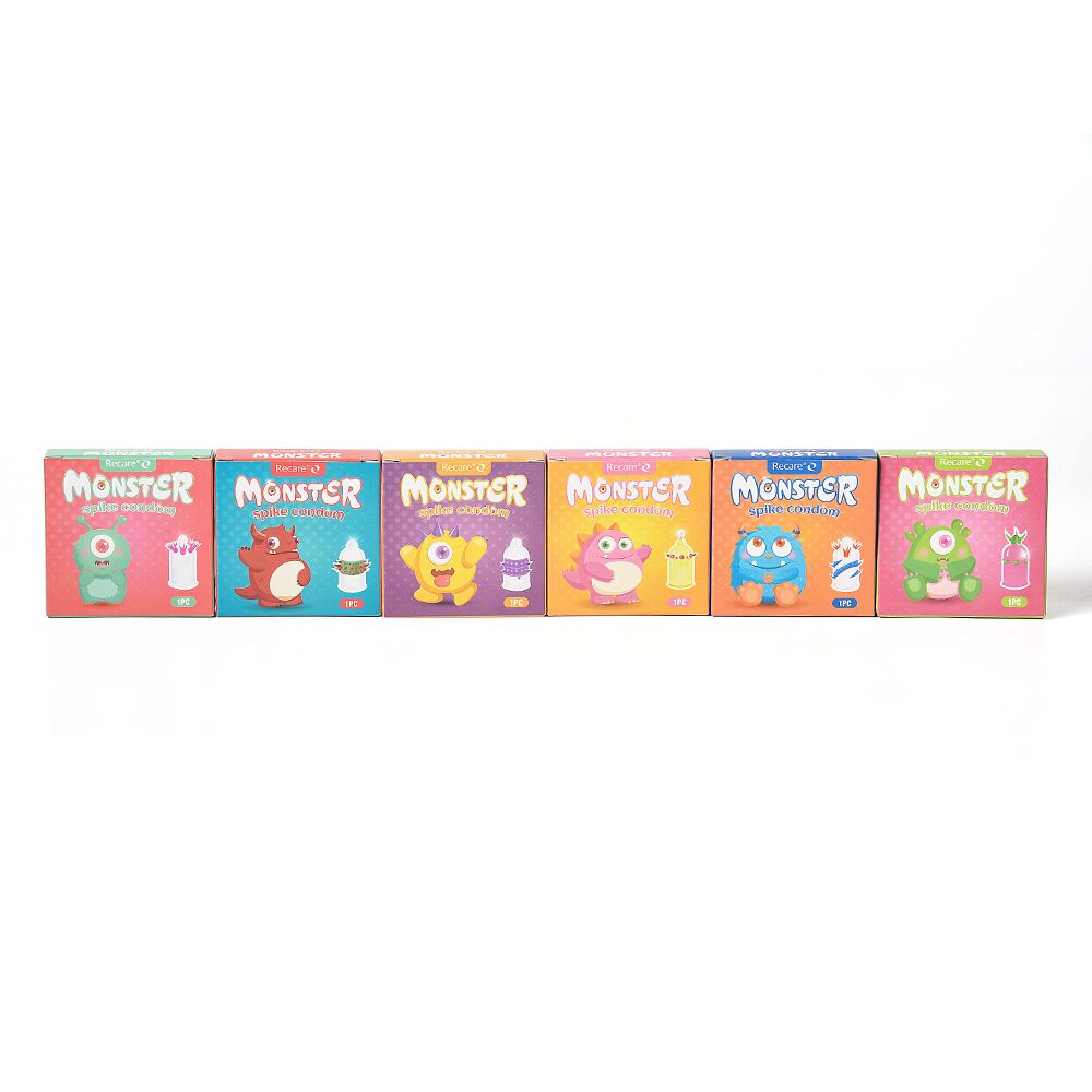 Насадка на член Recare Pink Monster Spike Condom (презерватив з кульками та вусиками) - Зображення 9