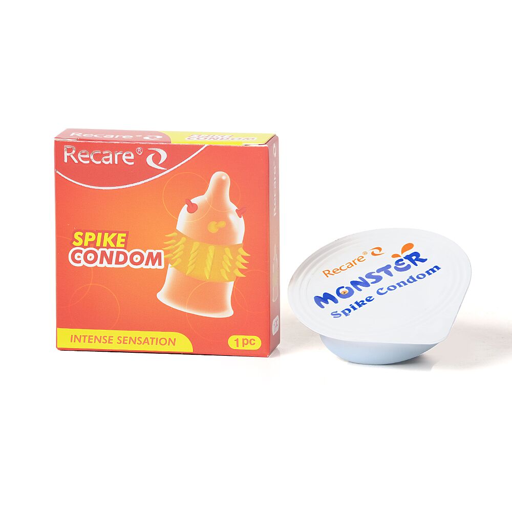 Насадка на член Recare Spike Condom Orange (презерватив з вусиками та шипами) - Зображення 3