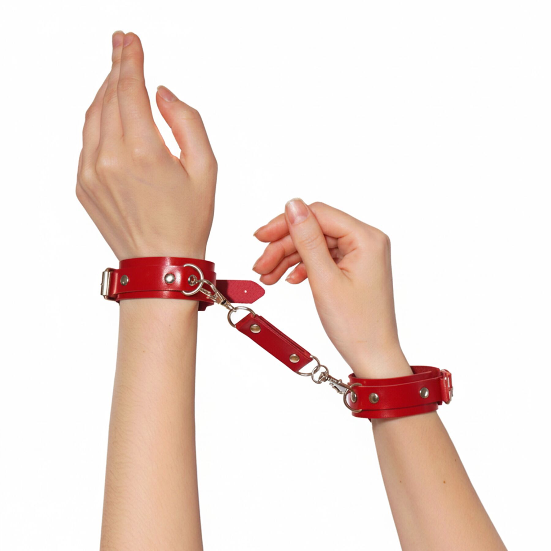Наручники із натуральної шкіри Art of Sex - Eva, колір червоний - Зображення 3