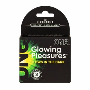 Презервативи ONE Glowing Pleasures, 3 шт, світяться в темряві (м'яте паковання!!!)