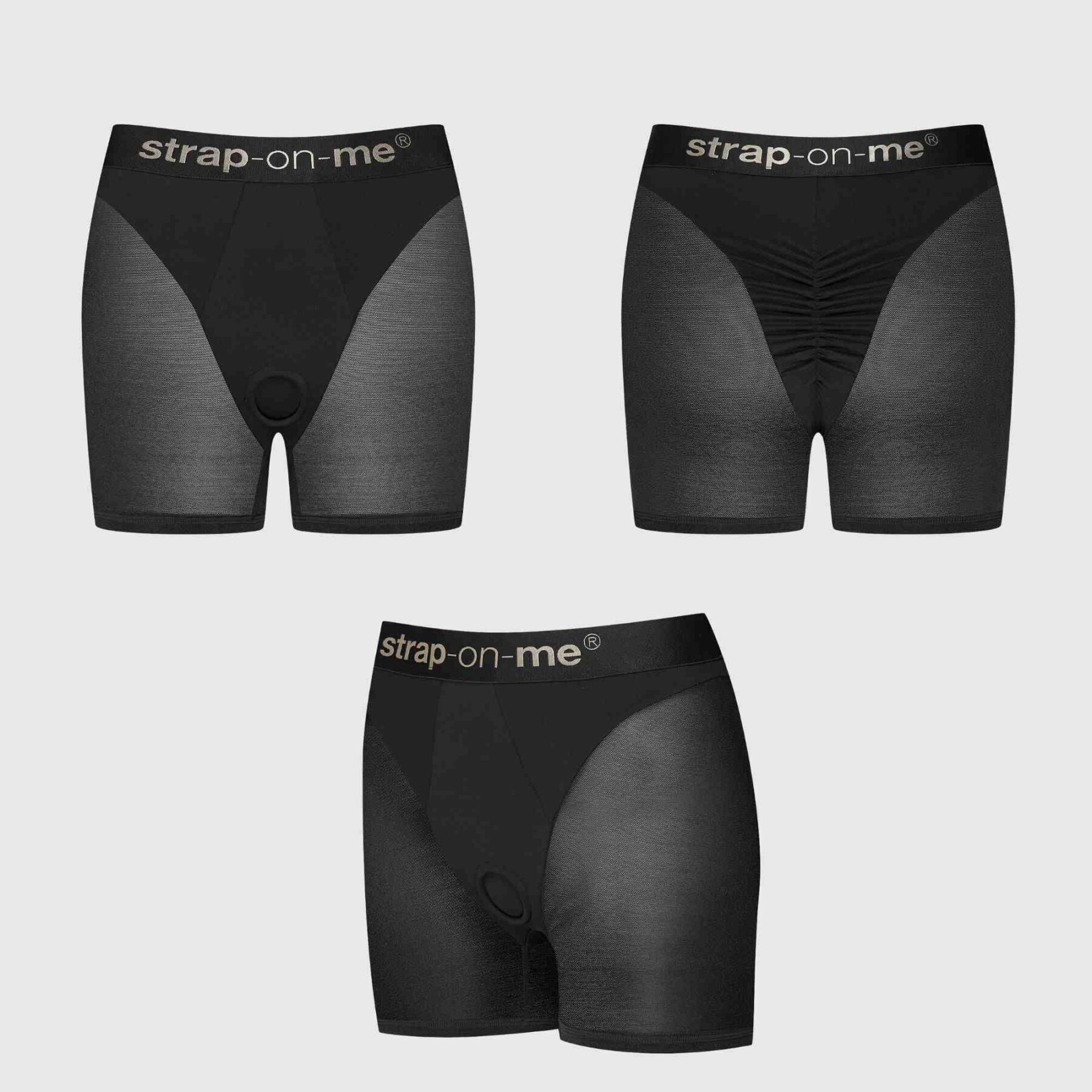 Шорти з фіксацією ділдо Strap-On-Me Harness Lingerie Halo - S - Black - Зображення 2