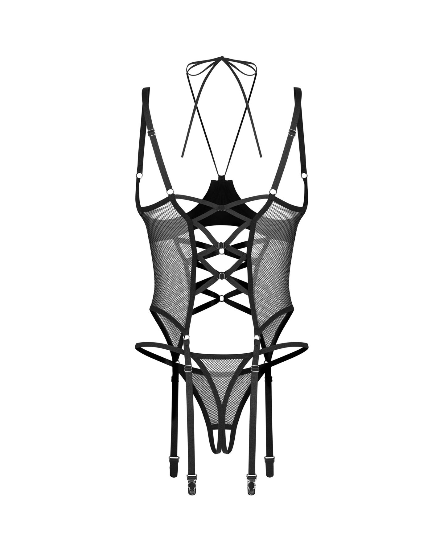 Корсет Obsessive Dominna cupless corset & crotchless thong 2XL/3X - Зображення 5