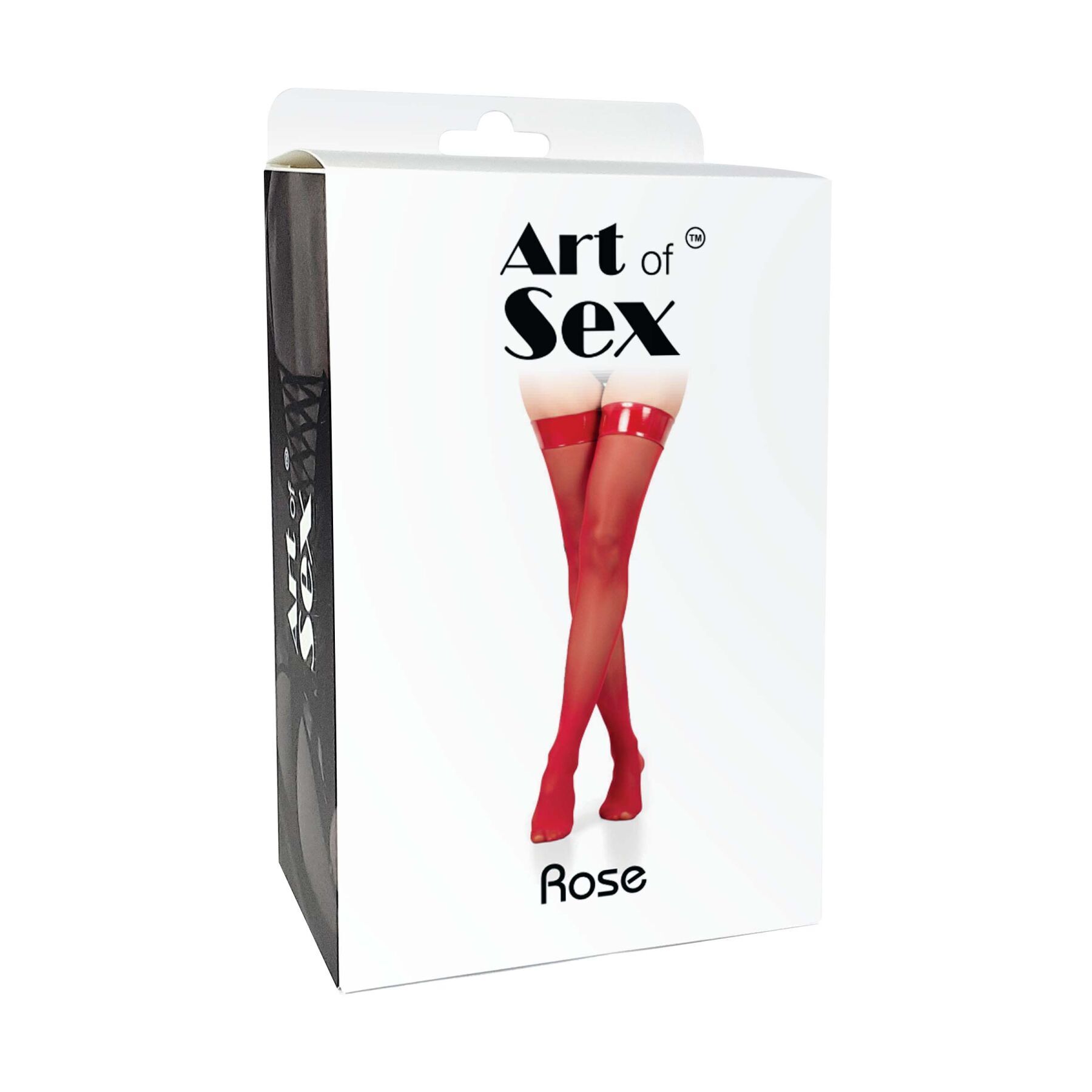 Панчохи в дрібну сітку з коронкою Art of Sex - Rose, колір чорний з ефектом мокрого оксамиту, S - Зображення 3