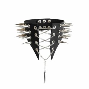 Чокер комір з шипами Art of Sex - Ariadne, натуральна шкіра, колір чорний, XS-M